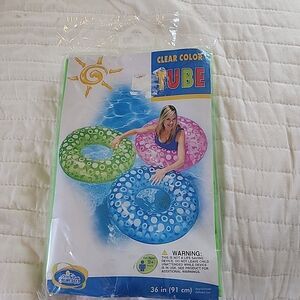 Vintage Intex The Wet Set 36" Vinyl Green Clear Color Tube Pool Swim Float 2010